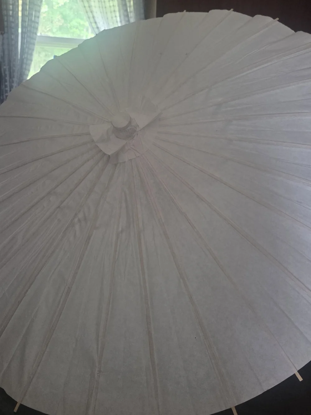White Paper Parasol Umbrella Wood Bamboo Asian Wedding Decor 32”
